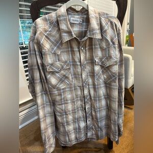 Tecovas Tan and White Plaid Western Shirt